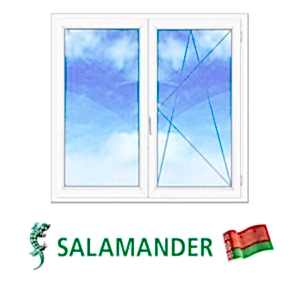 Двухстворчатое ПВХ окно Salamander